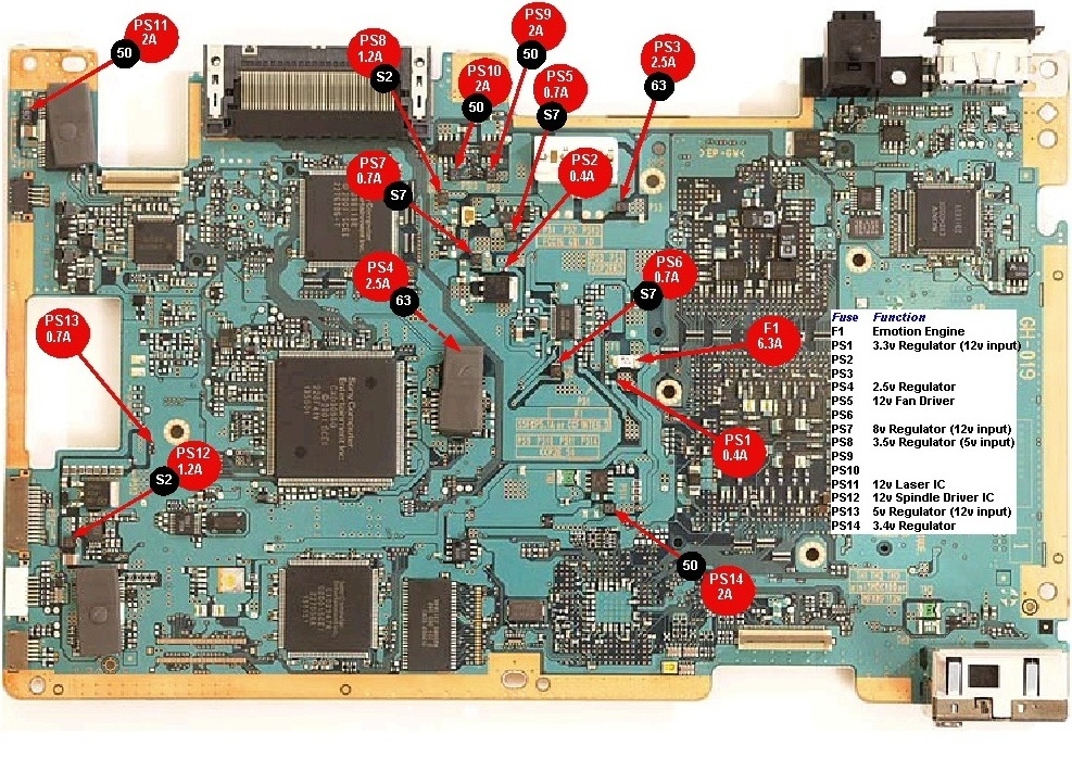 Пс 2 12. Предохранители ps2 90008. Ps2 Slim предохранители. Материнская плата Sony ps2 fat. Ps2 Slim motherboard.